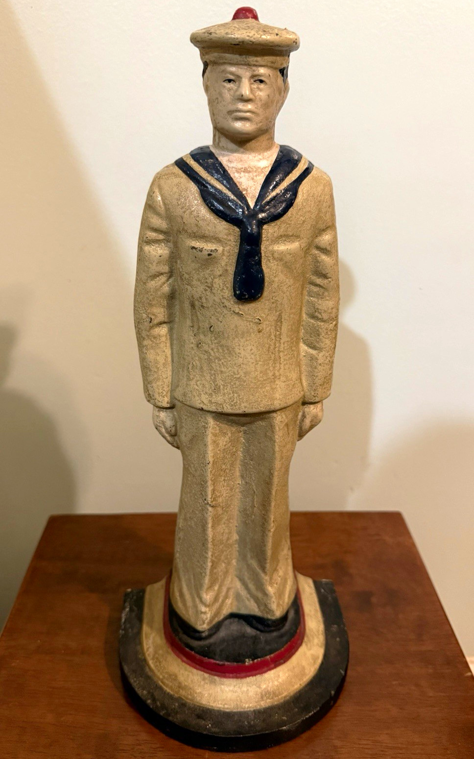 Vintage Hand-Painted Cast Iron Nautical Sailor Doorstop