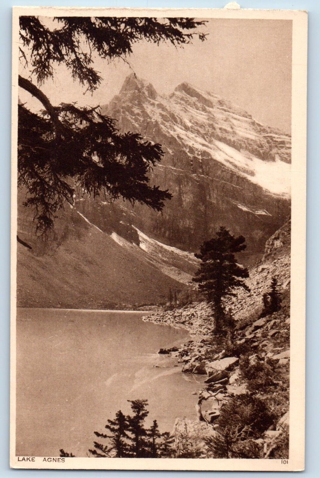 Banff Canada Postcard View Of Lake Agnes Mountain Scene c1910's Unposted Antique