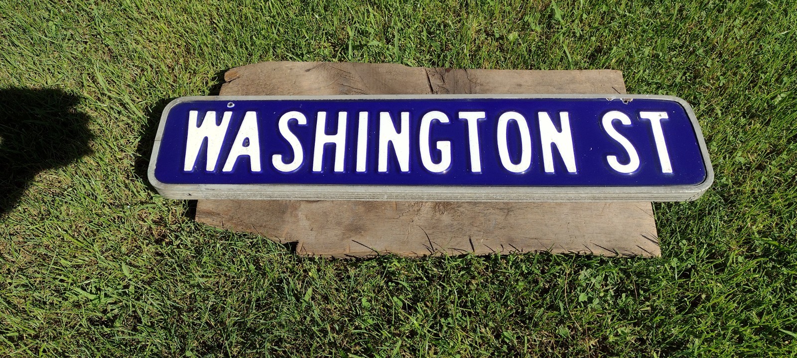 1930-40's Framed Double Sided Porcelain Street Sign Washington  St.