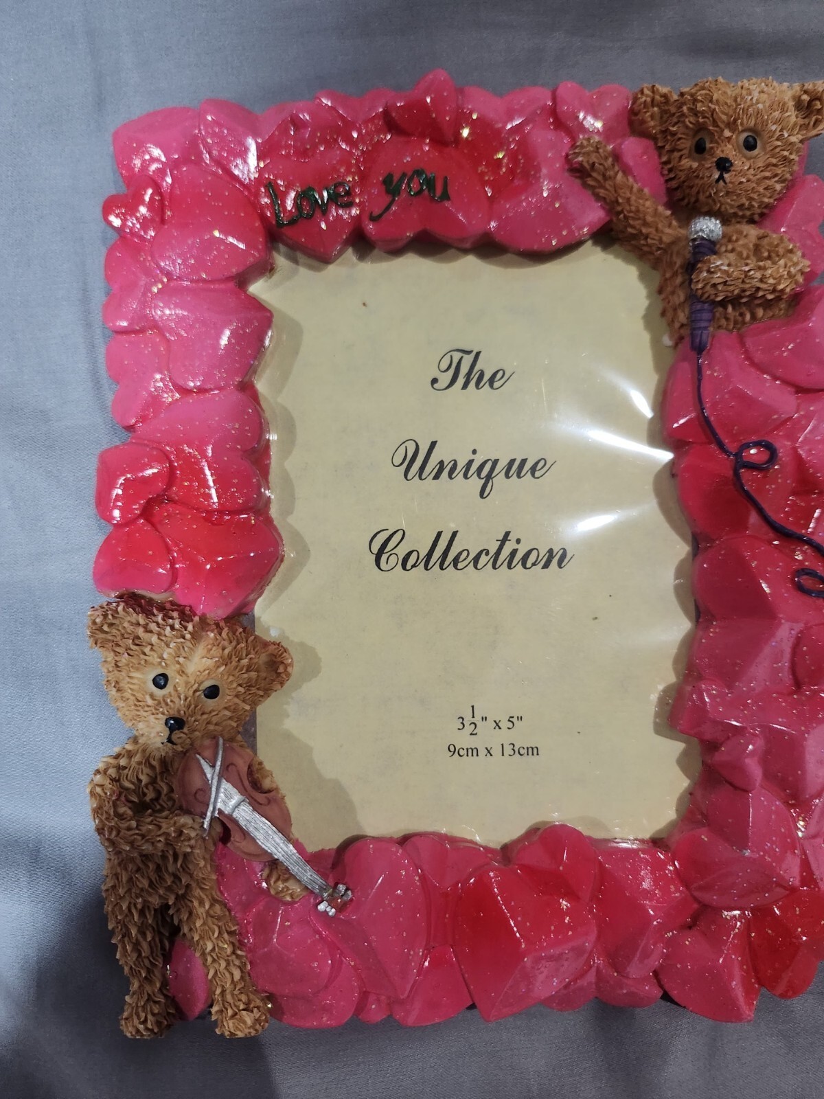 Vintage Valentines Day Bears Picture Frame 3.5 X 5 I Love You