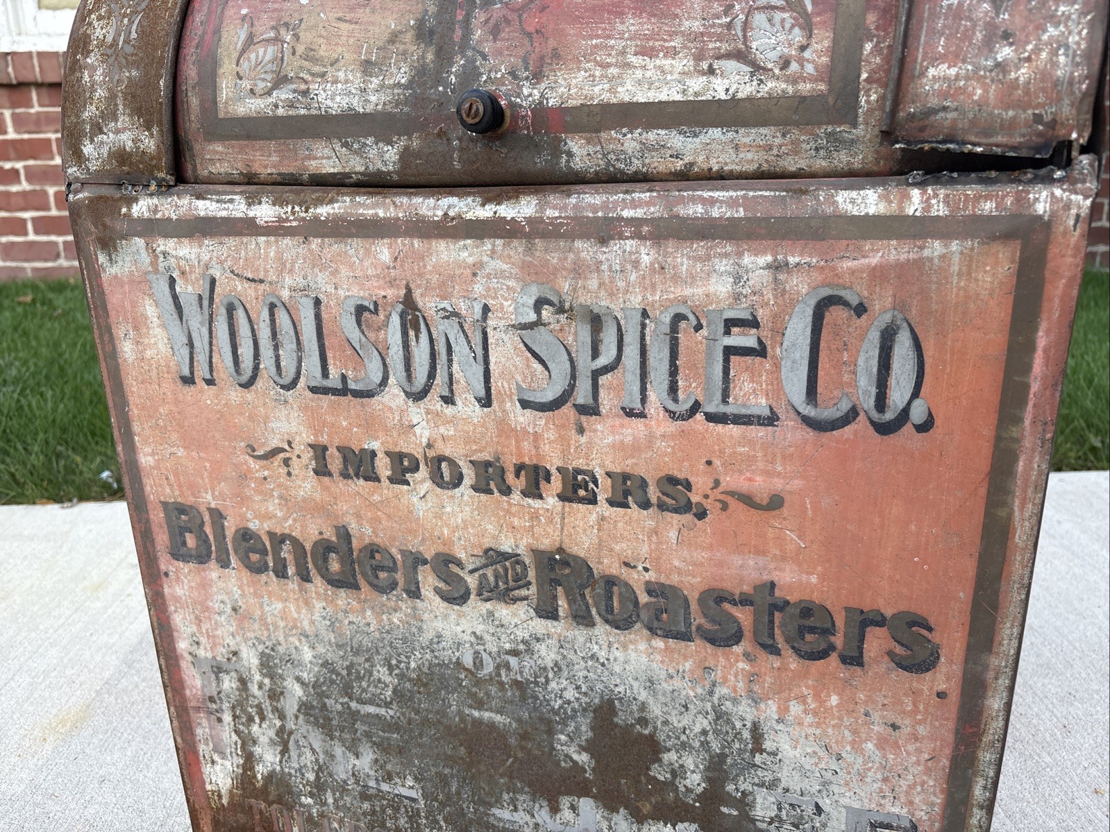 XL Antique Coffee General Store Bin Woolson Spice Co Toledo Ohio Kansas City MO