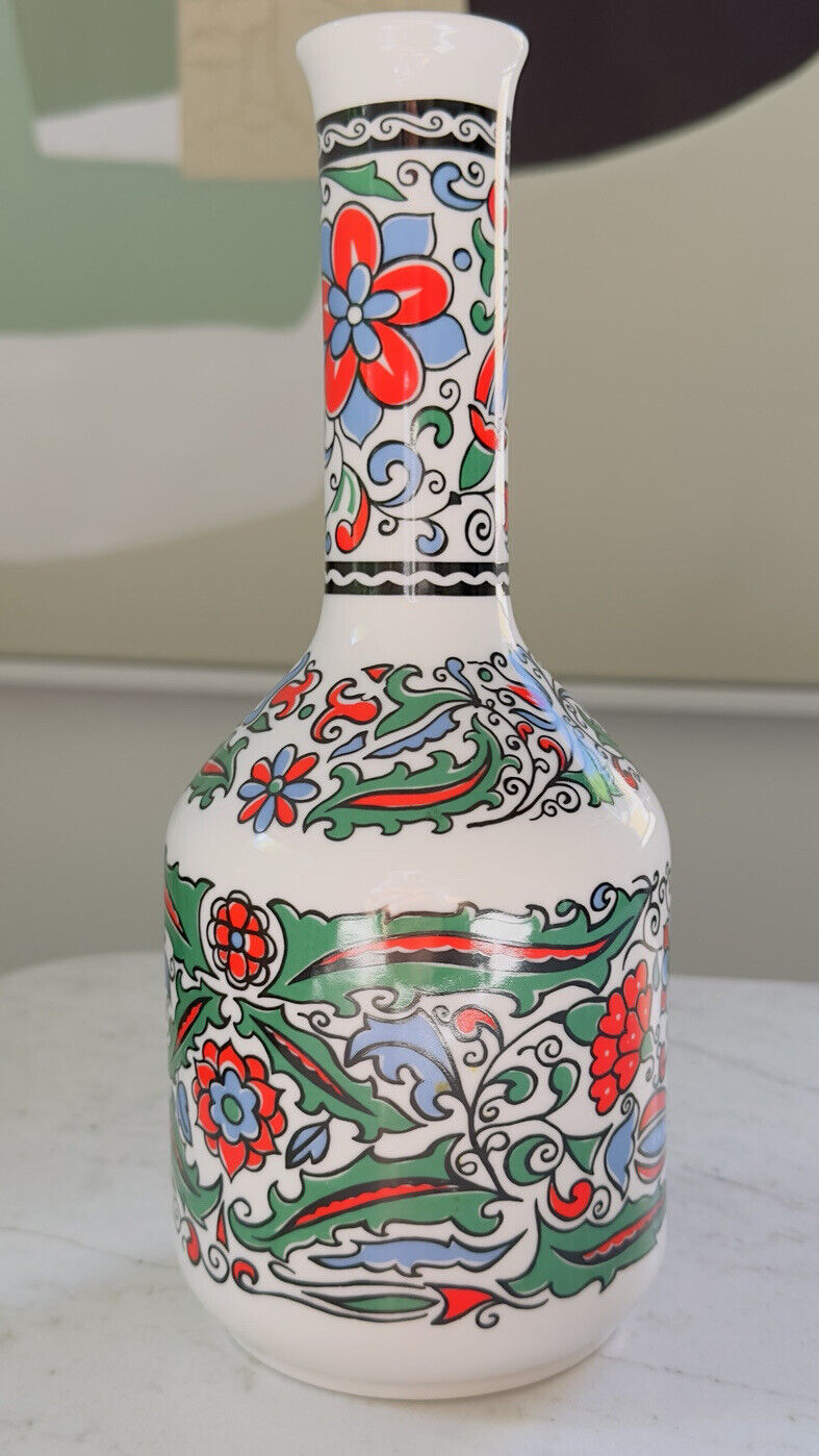 Vintage Metaxa Bottle Decanter Handmade Decorative Floral White Porcelain Greece