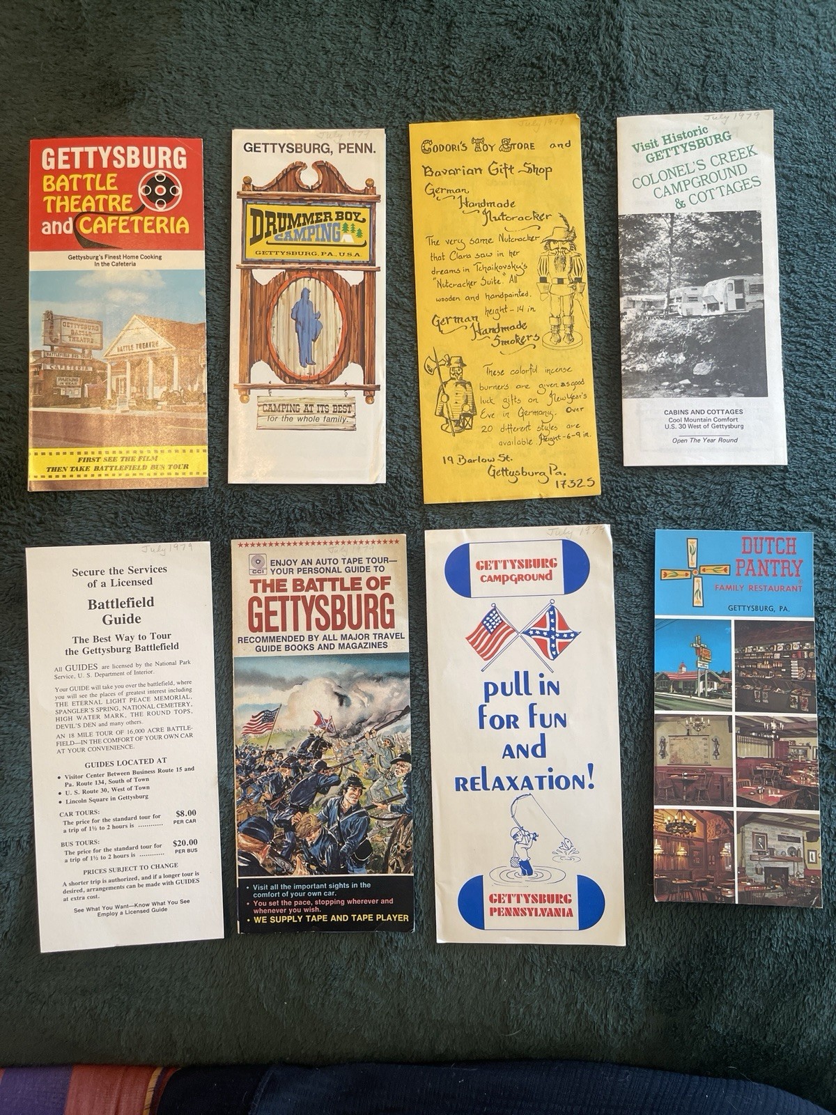 Vintage 1979 Gettysburg PA Travel Brochure Lot Civil War Battlefield Camping