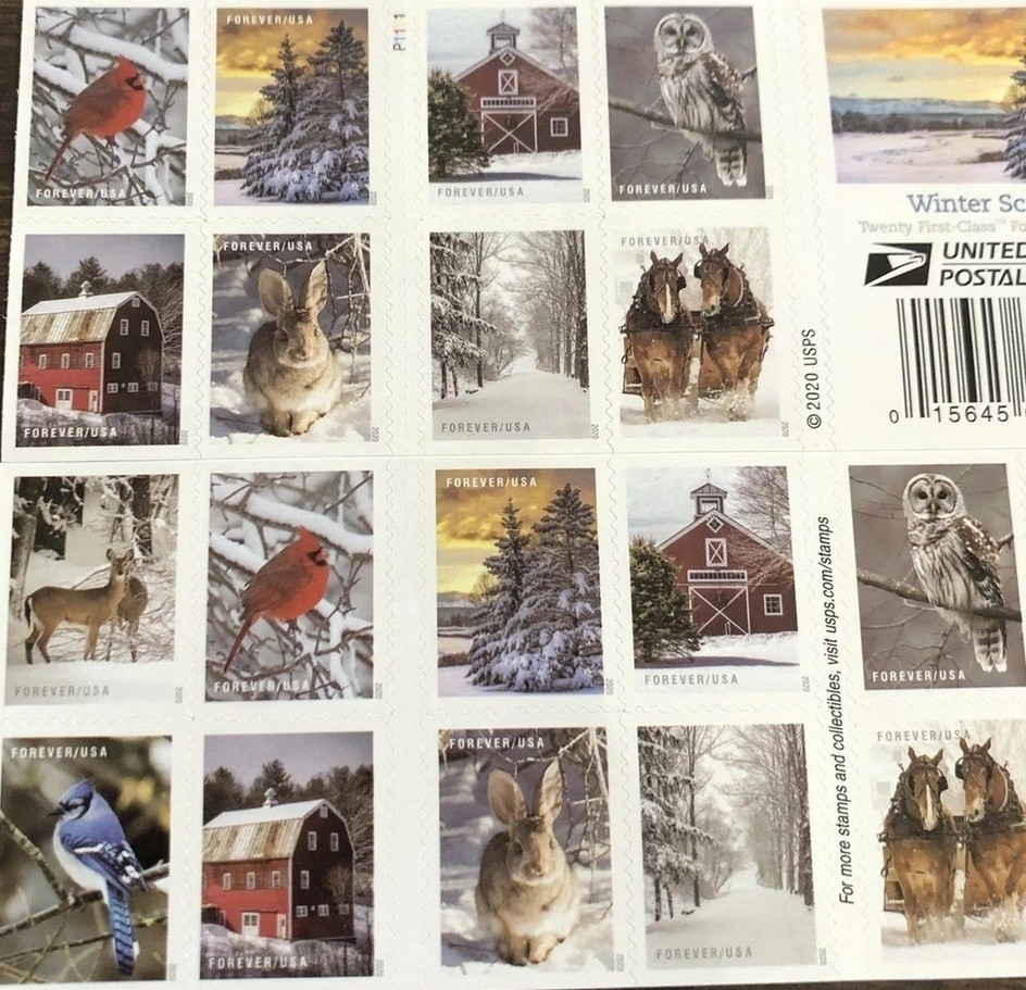 2020 Christmas Winter Landscape 78¢ Unused Letter Panes 5 Sheets Total 100 Pcs
