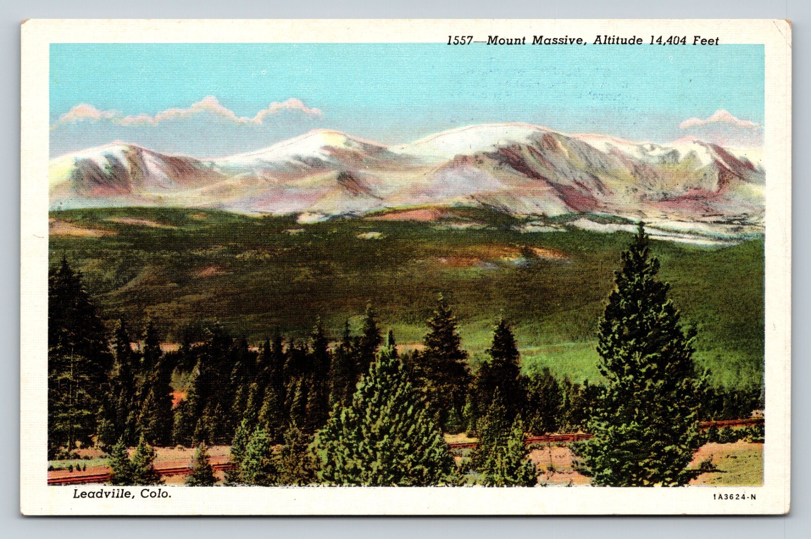 Mount Massive & Elbert Overlooking Leadville VINTAGE Postcard