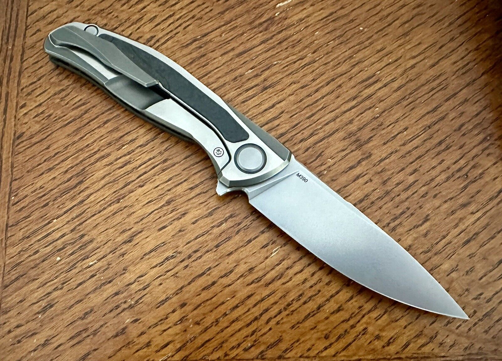 Shirogorov HATI GEN 3 M390 Black Techno Carbon MRBS Titanium Flipper Knife