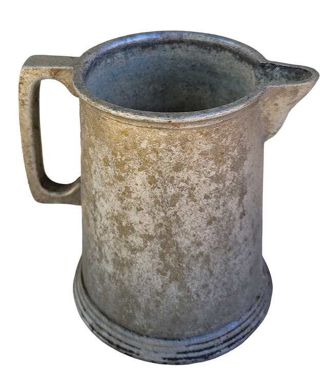 French Country Farmhouse Decor Primitive Pewter Tankard Water Beer Pitcher M21