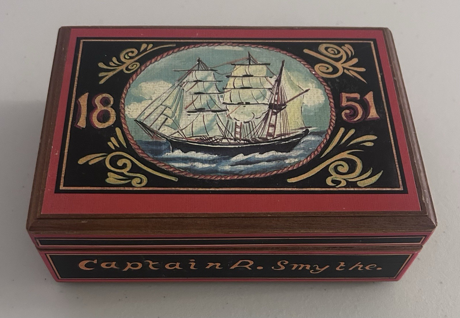 Vintage 1851 Captain R. Smythe Sealed (2) Decks + Dice & Wood Box