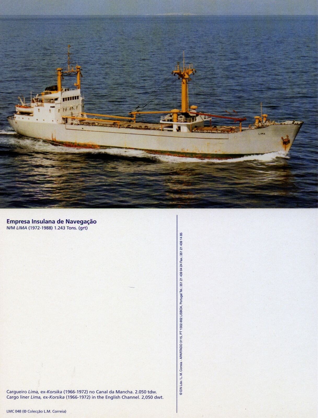 Empresa Insulana - Portuguese cargo ship LIMA ex-KORSIKA (1966) - One postcard