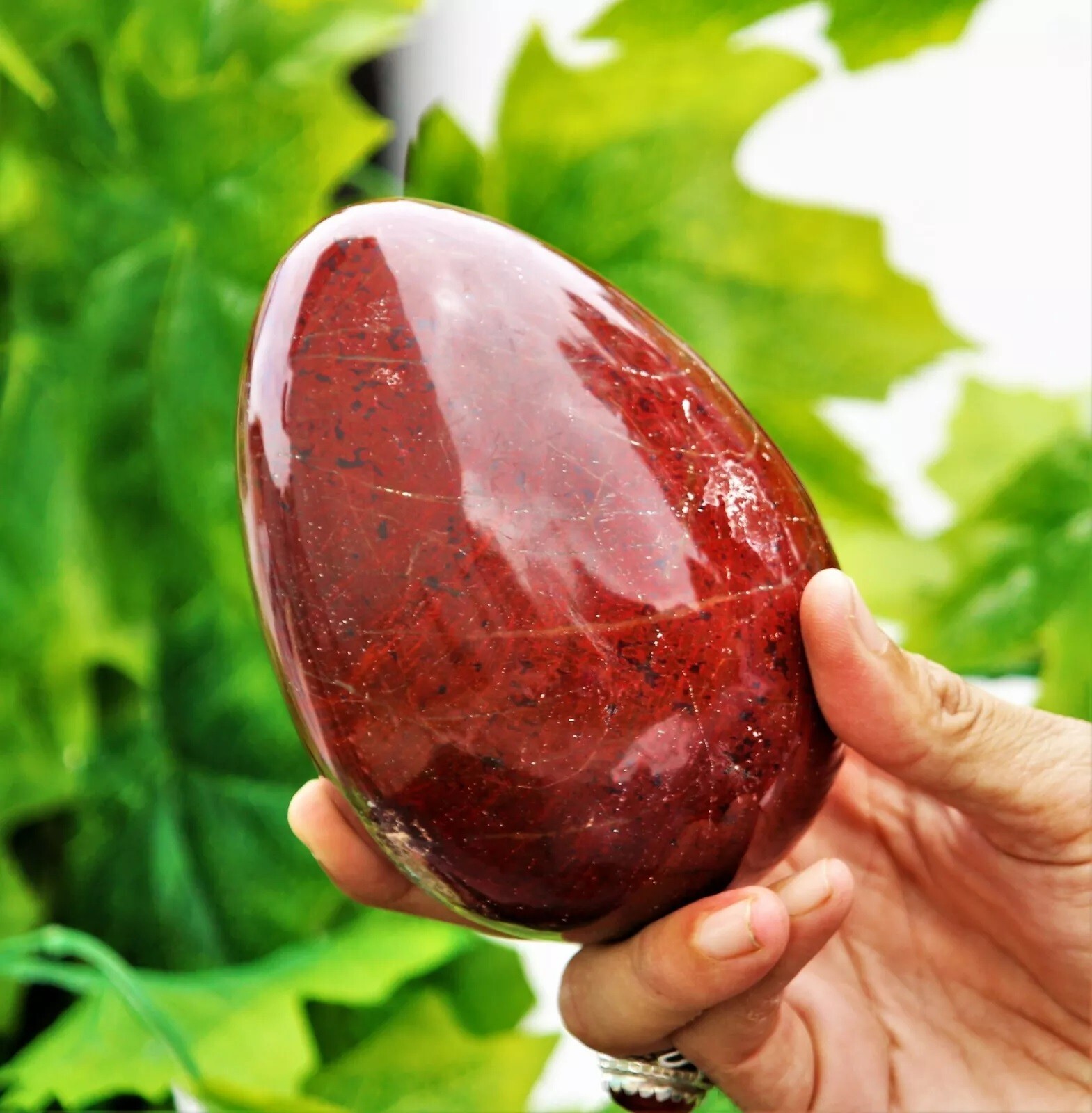 Large Red Jasper Crystal Egg Hand Carved Crystal Home Office Decorative Egg
