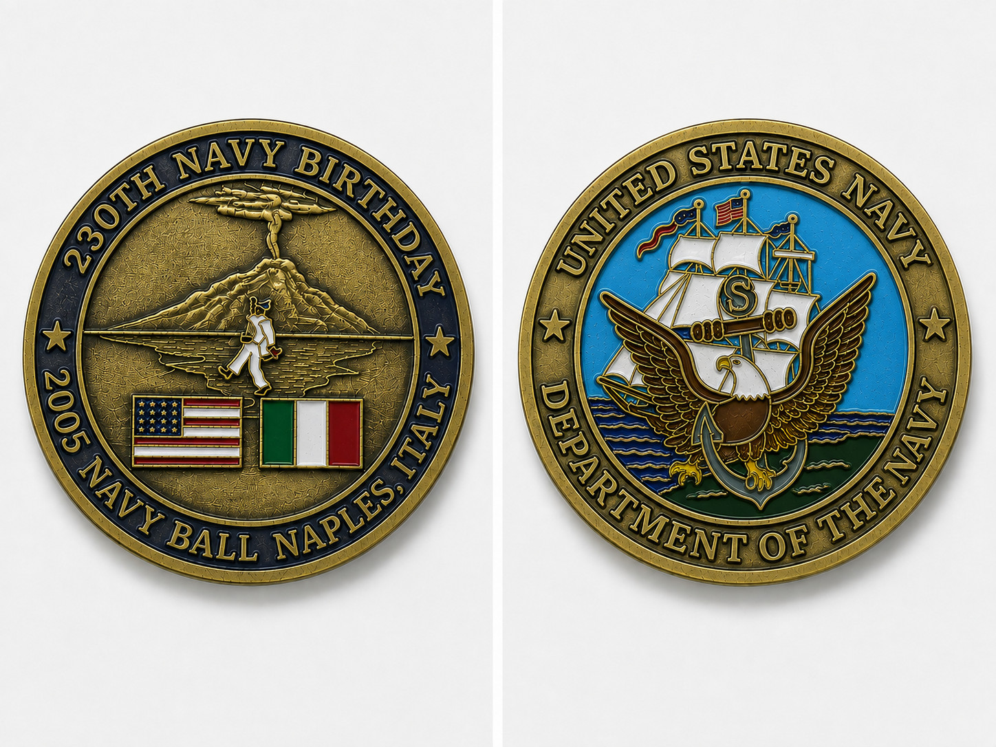US Navy - 230th Navy Birthday 2005 Navy Ball Naples, Italy Challenge Coin