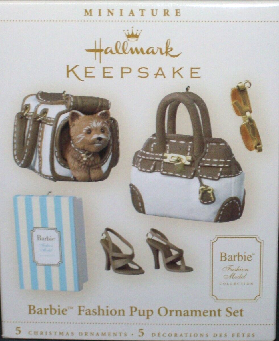 Hallmark 2006 Fashion Pup Barbie - Miniature Ornament Set - NIB