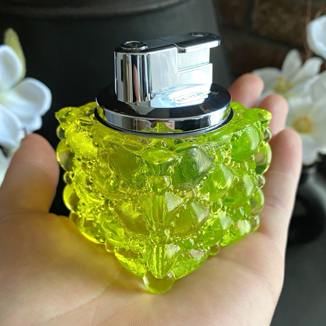 Vaseline Uranium Diamond Quilted Lighter