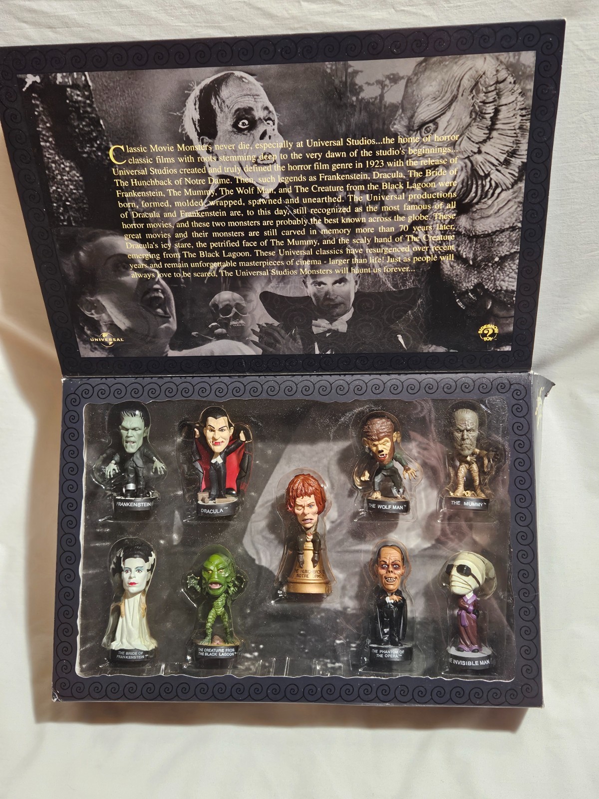 UNIVERSAL MONSTERS Little Big Heads PREMIER COLLECTION 9 VF Figures in Rough Box