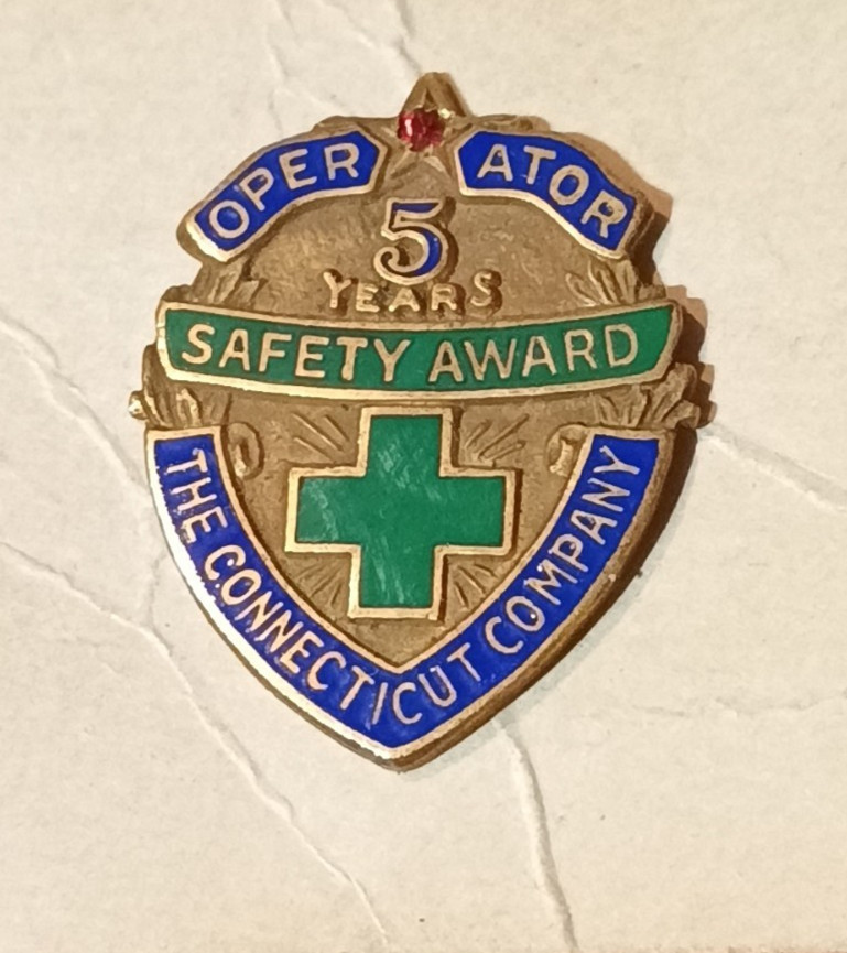W&H The Connecticut Company 5 Year Operator Safety Award Enamel Pin Trolley, Bus W&H The Connecticut Company 5 Year Operator Safety Award Enamel Pin Trolley, Bus