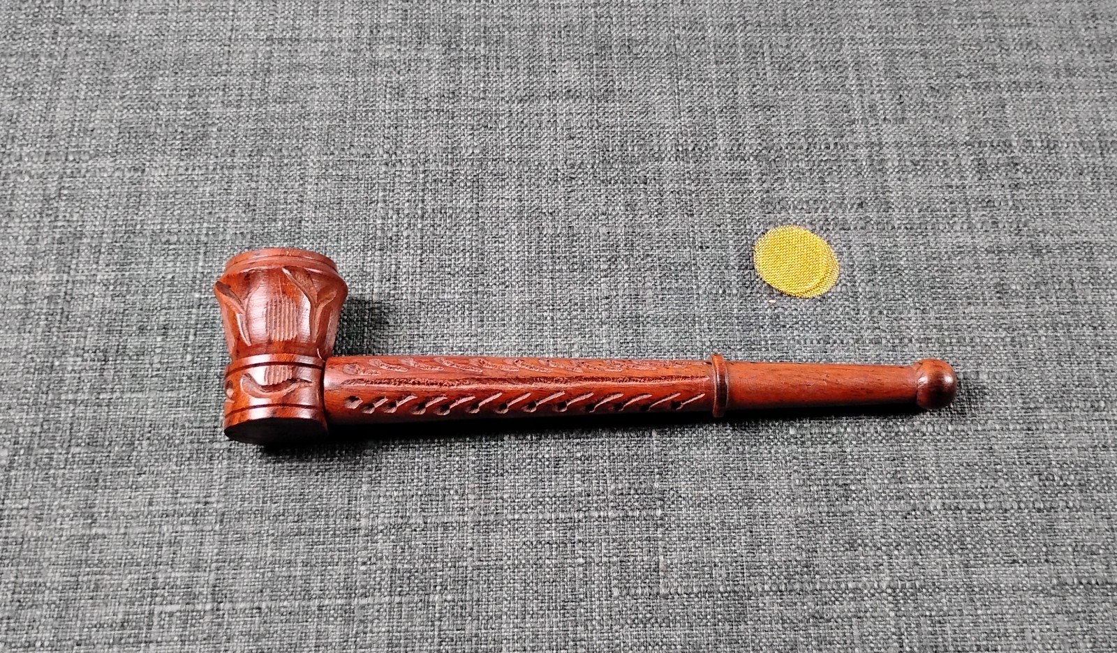 Top Quality Rosewood Wood Smoking Pipe - Hand Carved - 6 inch
