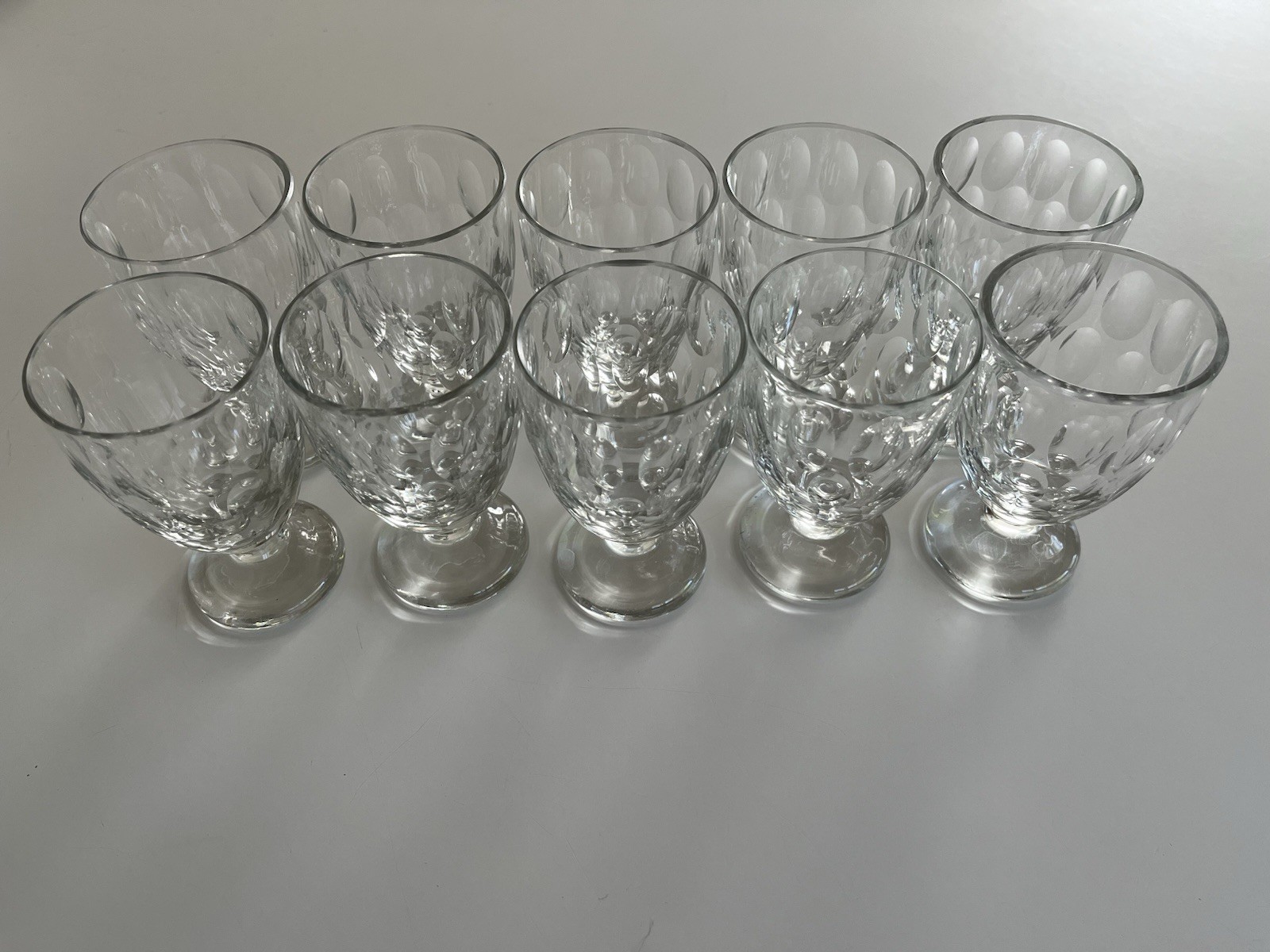 Crystal Faceted Antique Goblets From France Set Of 10 Pristine Condition