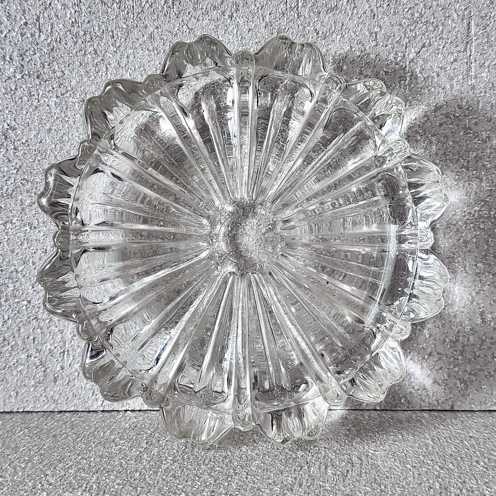 VTG Hazel Atlas Ashtray Clear Glass Nesting Slot 5” Fluted Round Art Deco MCM