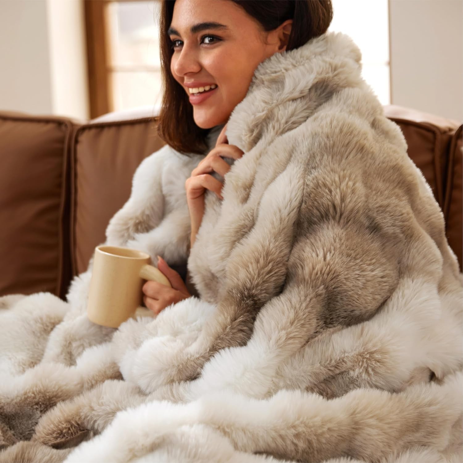 Bedsure Fluffy Bubble Faux Fur Throw Blanket, 50\