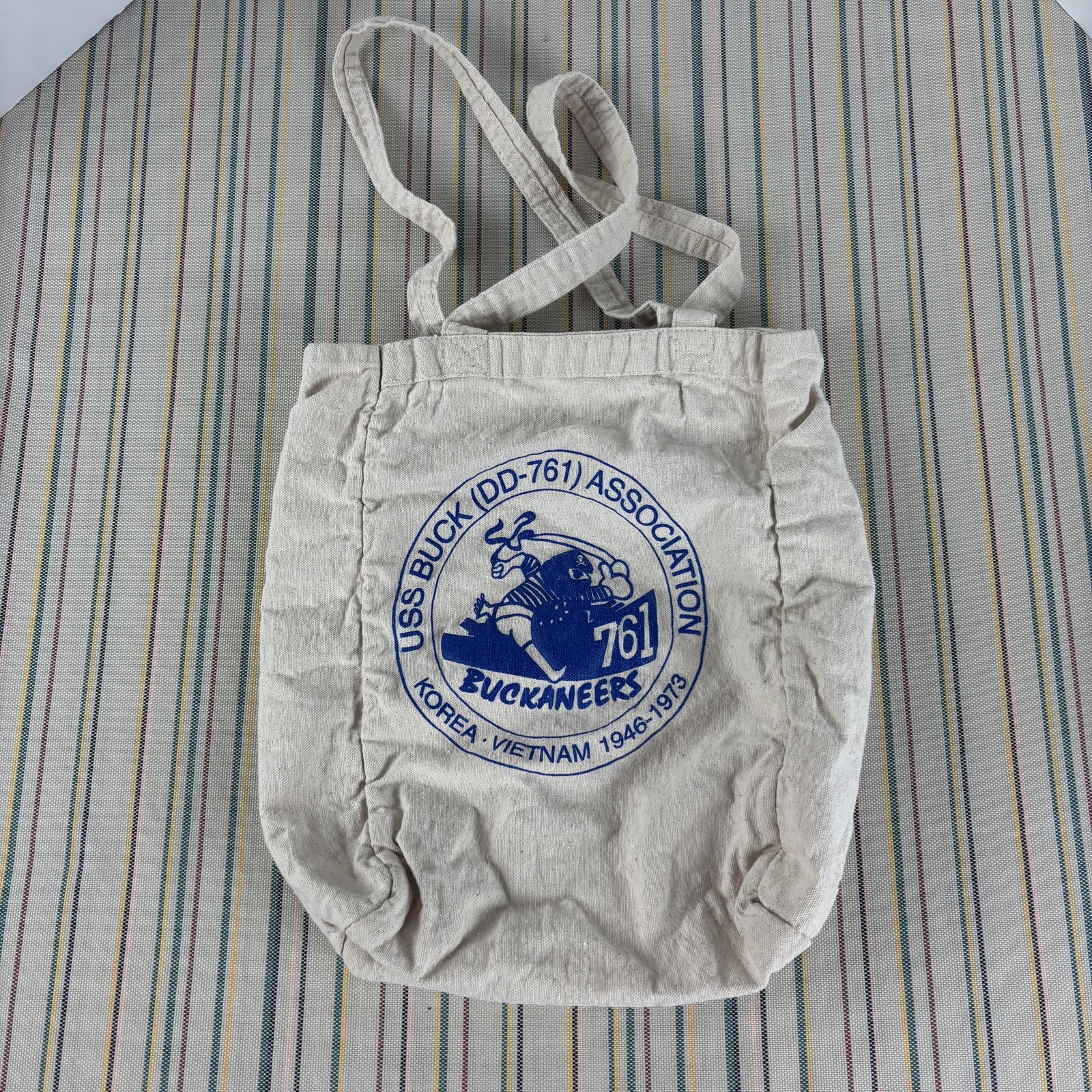 Vintage USS Buck DD-761 Association Tote Bag Korea Vietnam 1946-1973 Navy Canvas
