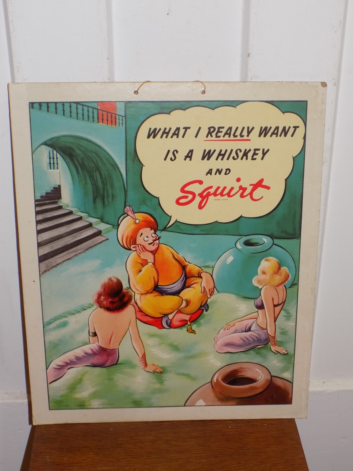 Vintage 1943 Squirt Soda Advertising Store Sign