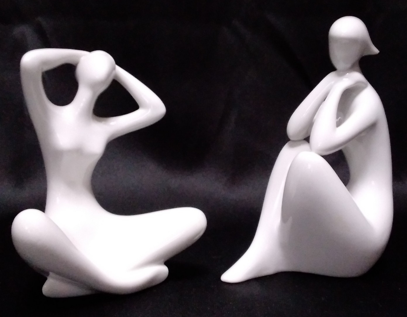2 Vintage Mid Century MCM Royal Dux White Porcelain Nude Women Figurines
