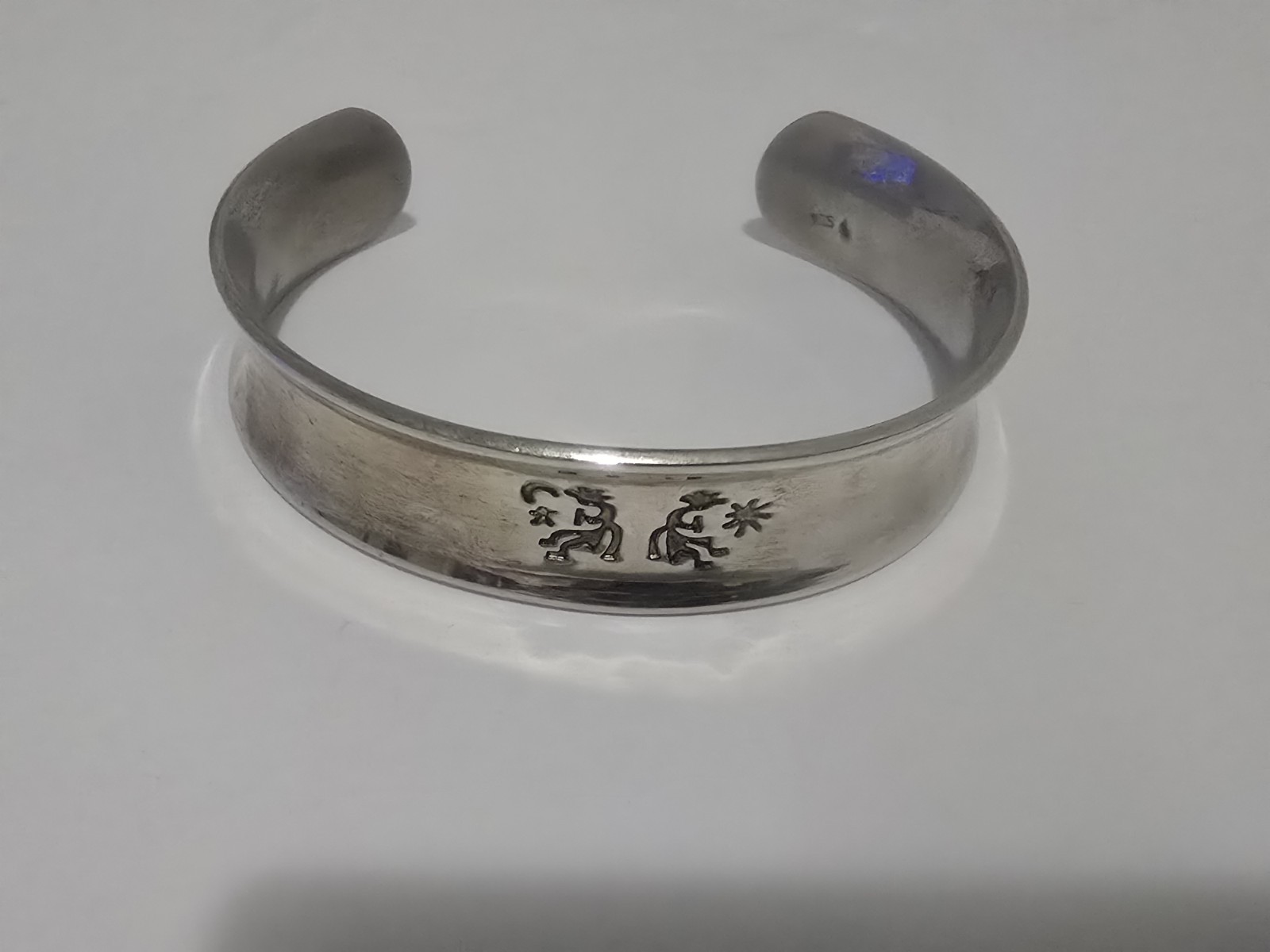 Vintage Navajo Kokopelli Sterling Silver Bracelet Cuff Small w/ Moon Star & Sun
