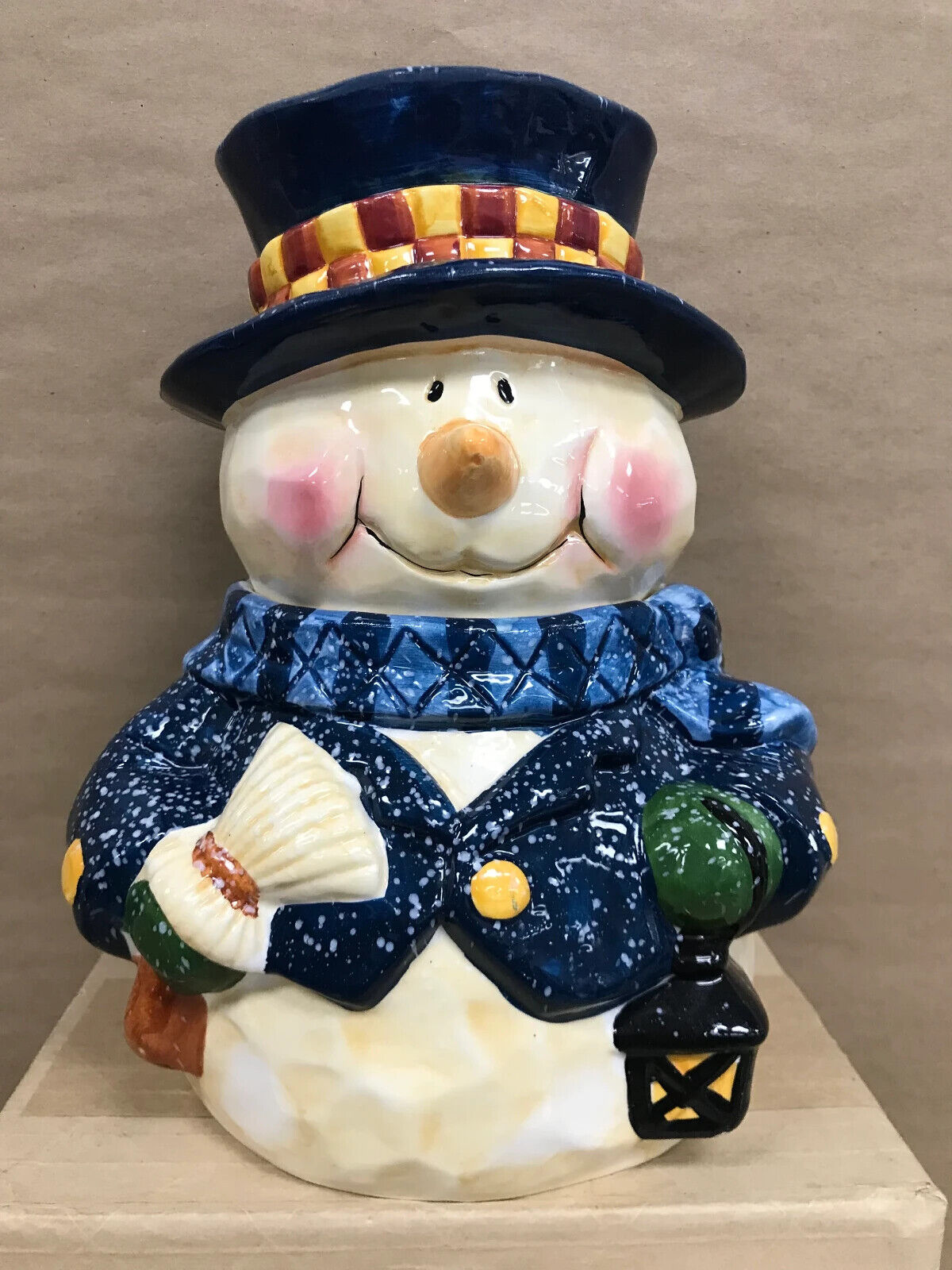 Whimsical Holiday Snowman Holding Broom And Lantern 10\