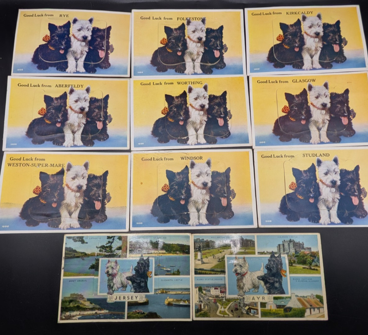 11 Vintage Mailing Novelty Fold Out Scottish Terrier Postcards