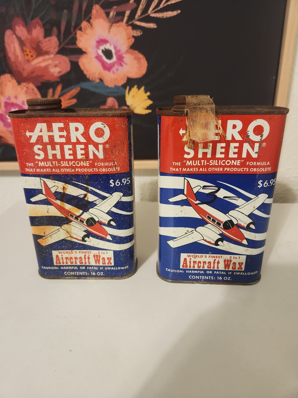 Vintage Aero Sheen Airplane Aircraft Wax Full NOS Can Graphics Advertising Read