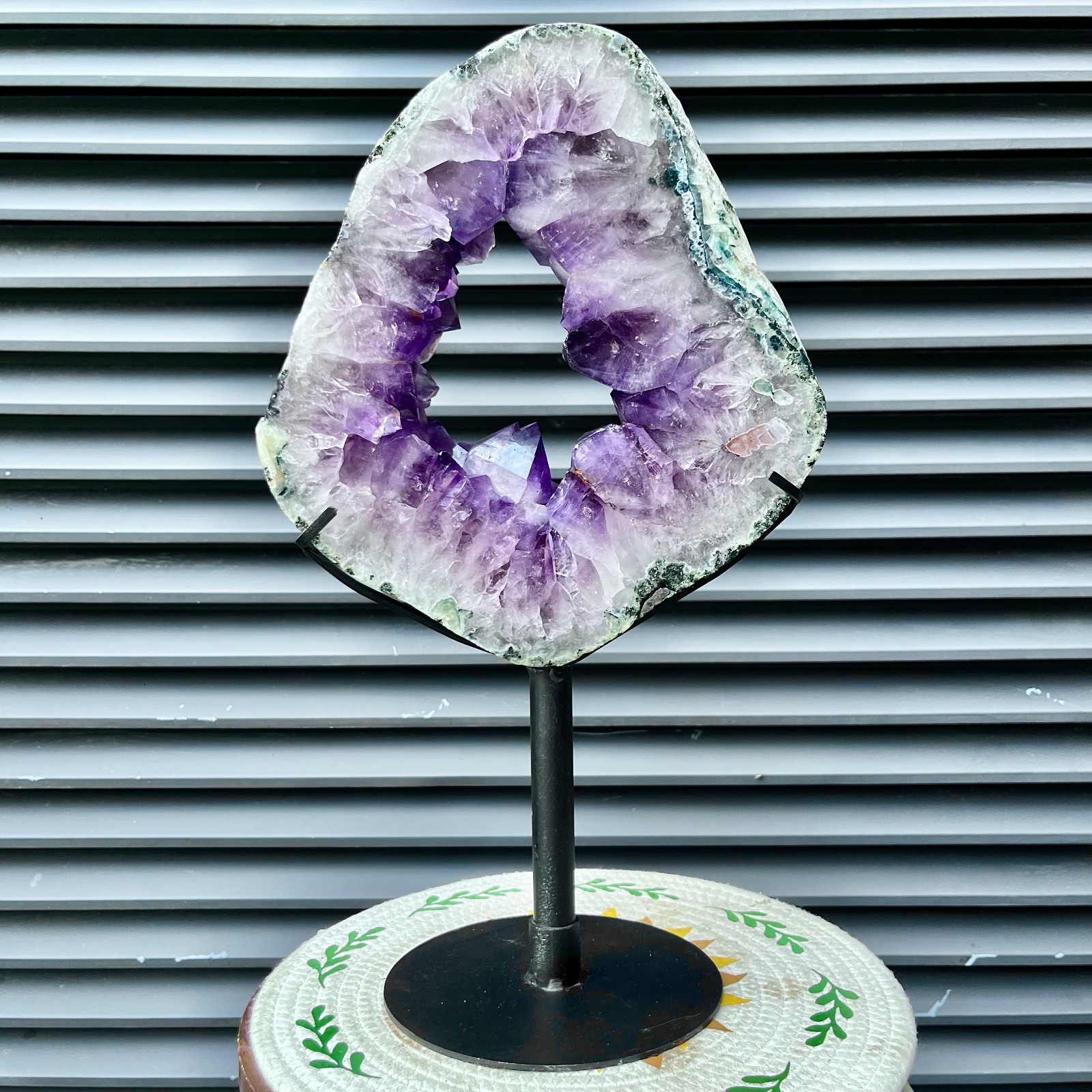 11.3lb Purple Amethyst Crystal Slice Druzy Oval Mineral Specimen Rock Collection