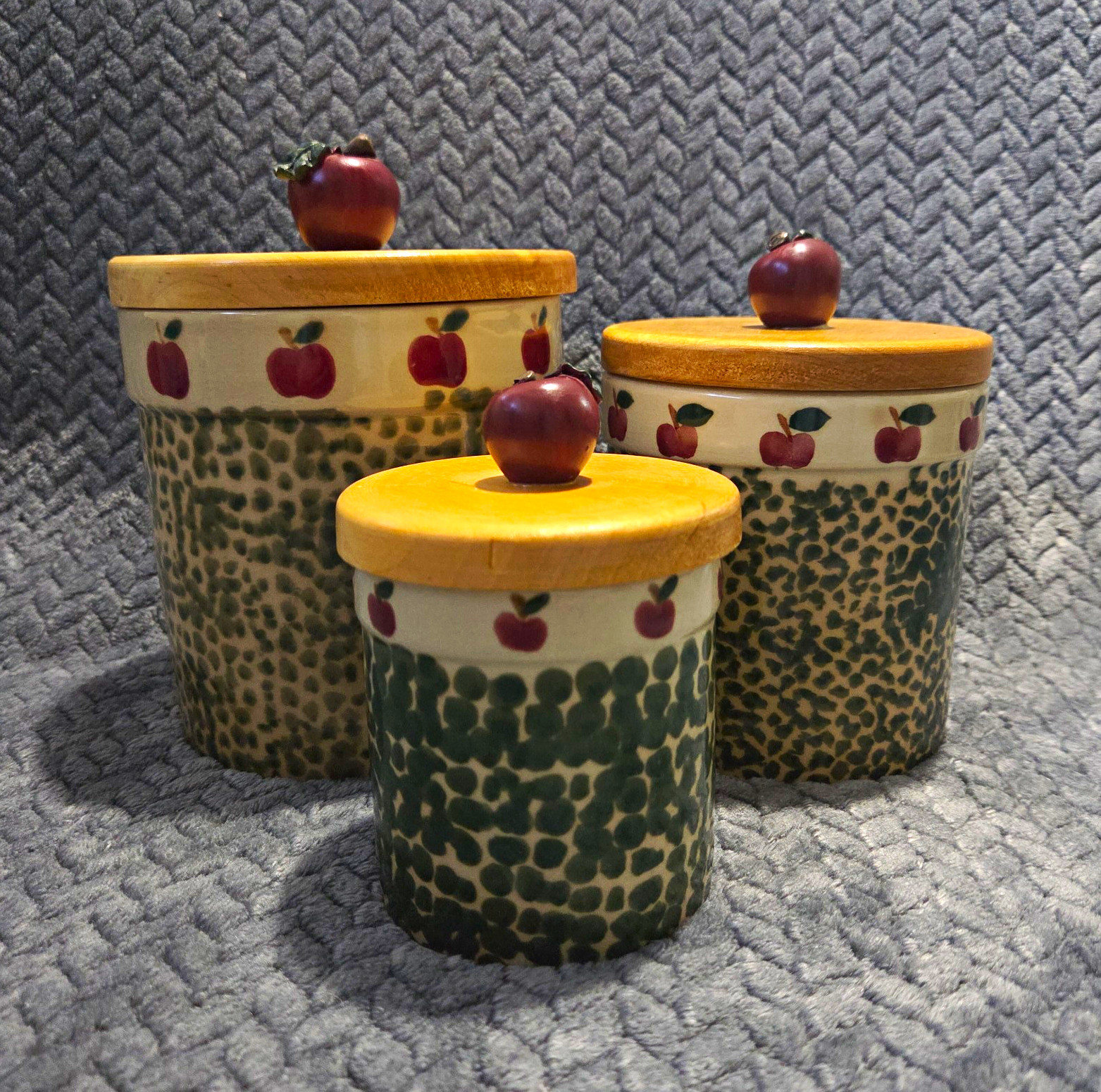 Country Apple Vintage Storage Containers Set Of 3 Cottagecore 