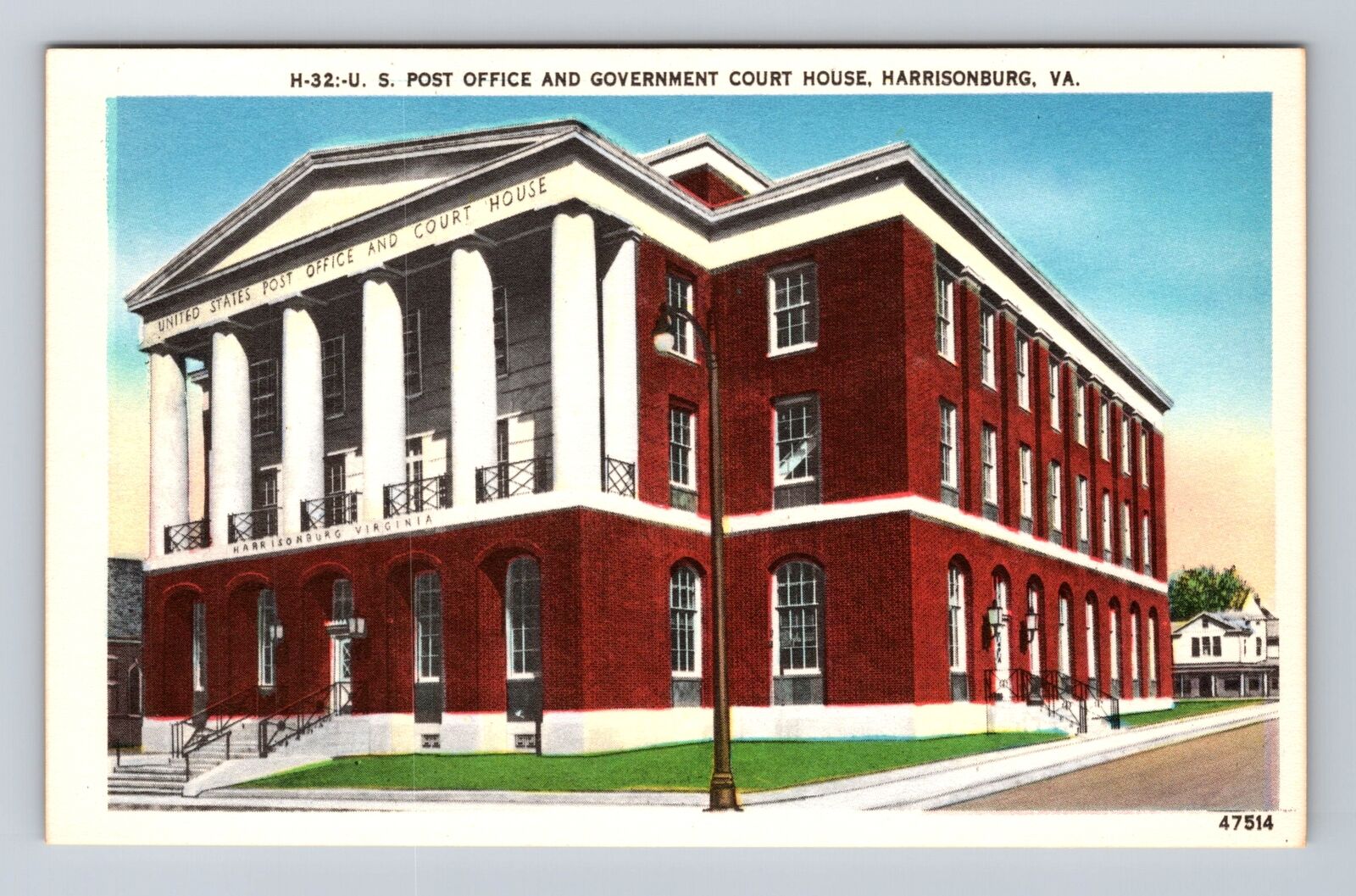 Harrisonburg VA-Virginia, United States Post Office, Antique, Vintage Postcard