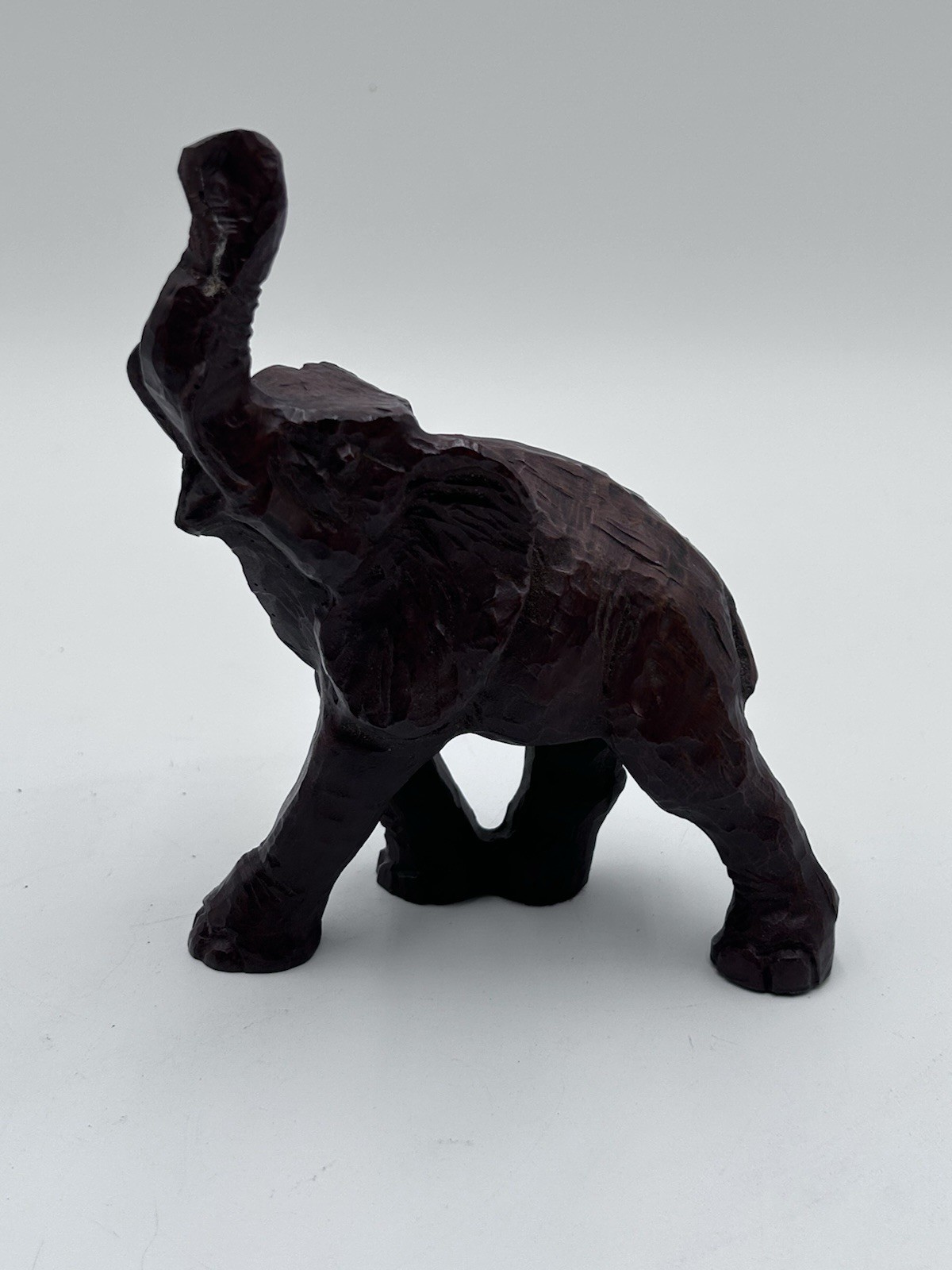 Vintage Red Mill Elephant Statue 6.5 Inch Tall Figurine Hand Carved Pecan Wood