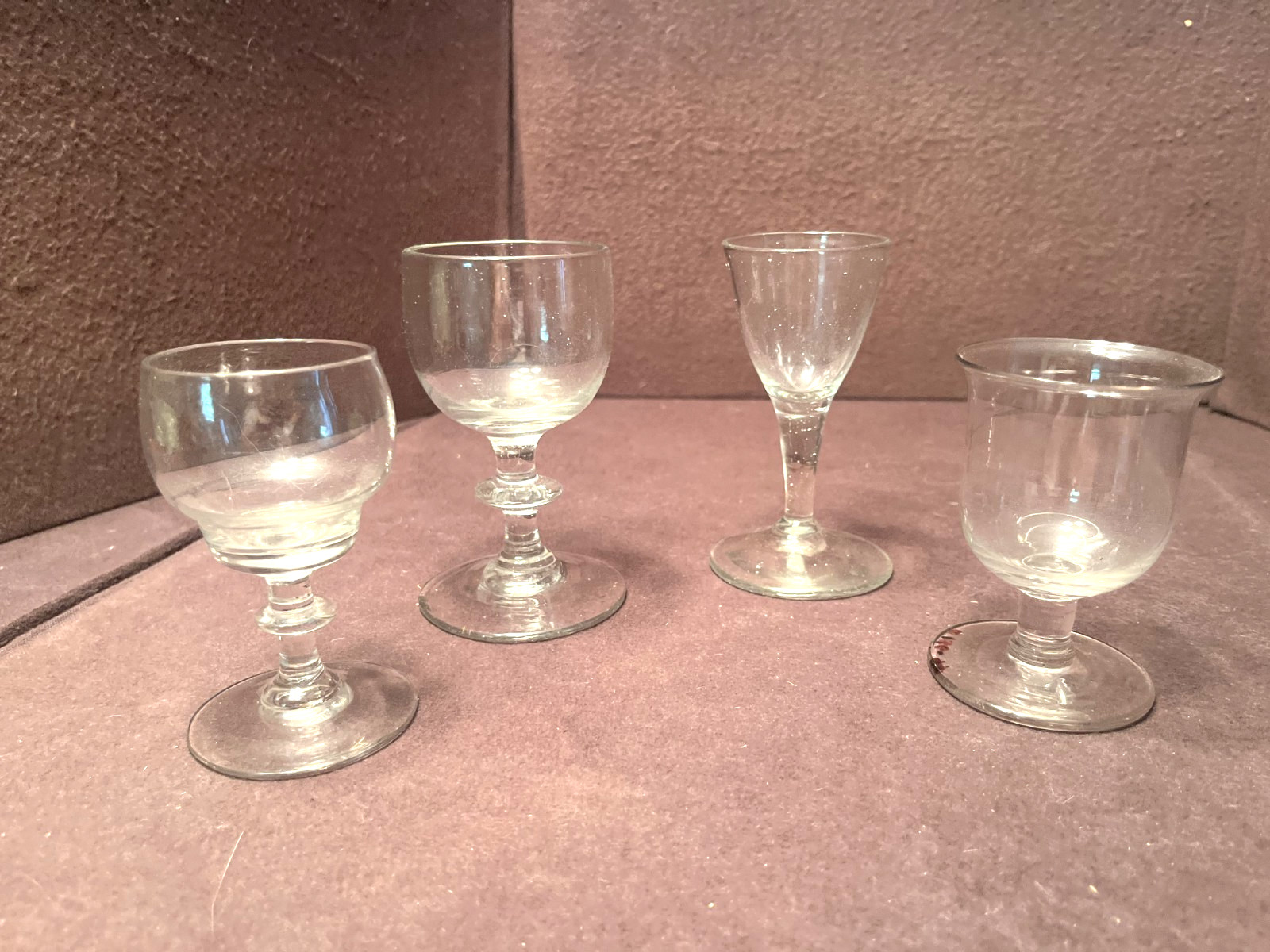 4 Antique 18Th / 19ThC English Blown Wine Stems