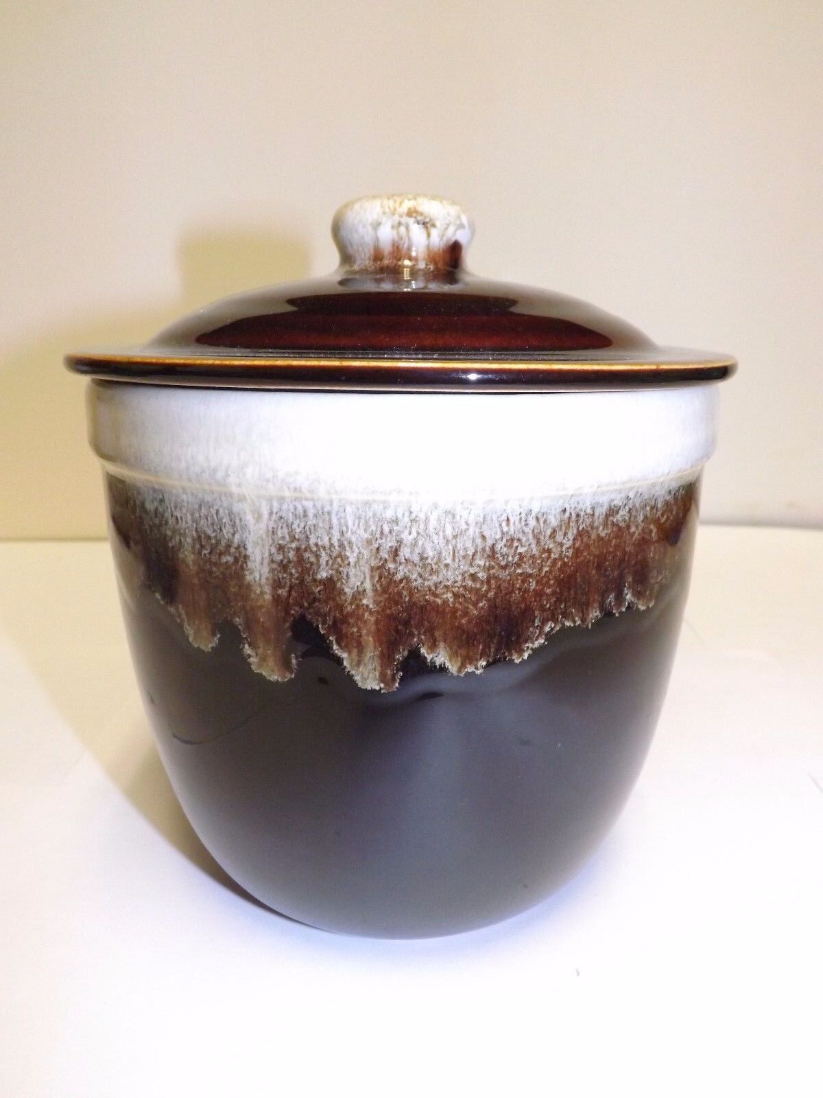BROWN DRIP COVERED BISCUIT CRACKER JAR CONTAINER