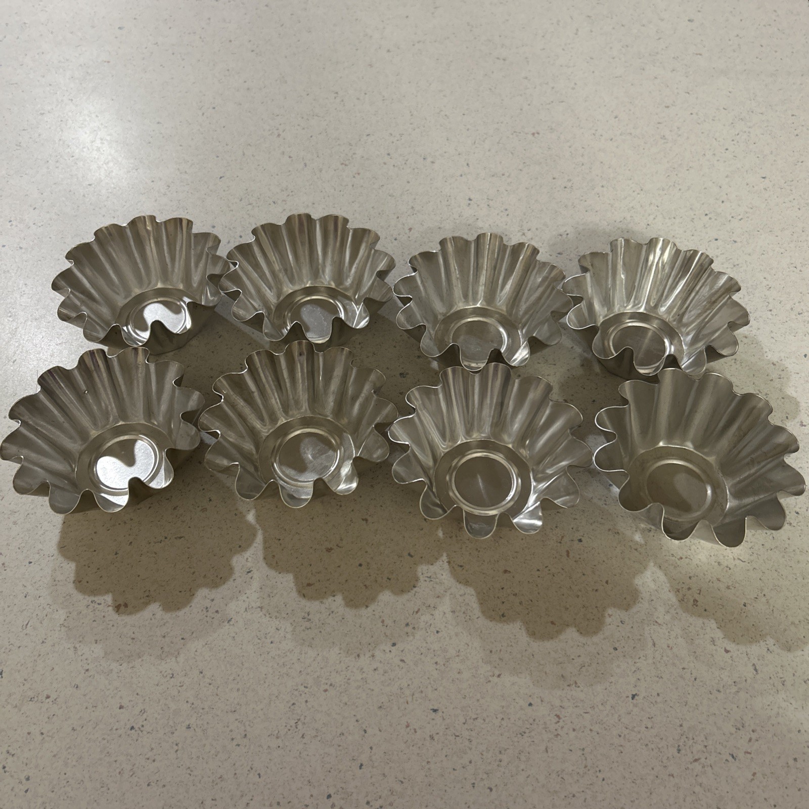 Vintage Fluted, Aluminum Tart, Gelatin, Or Cake Molds Set Of Eight