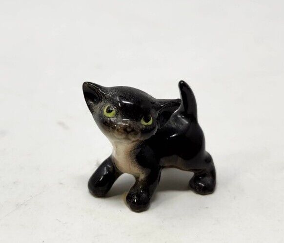 Vintage Hagen Renaker Kitten Black Dark Grey Cat Miniature Figurine Mini Kitty 