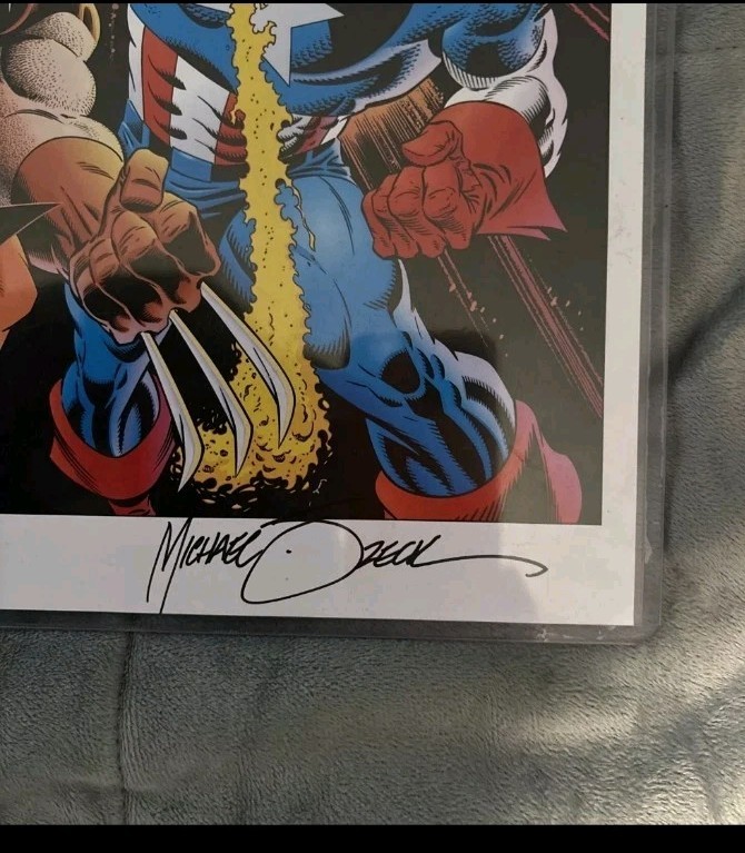 1989 CAPTAIN AMERICA WOLVERINE ART POSTER  #8 By Michael Zeck Signed