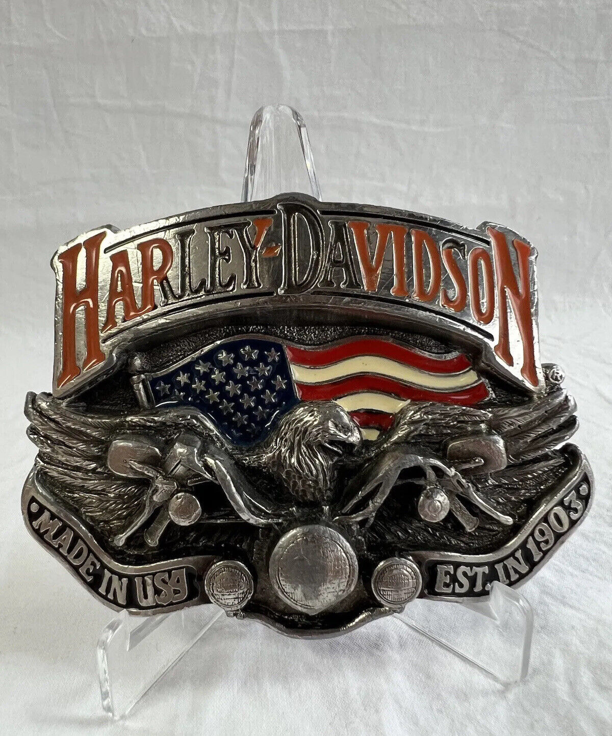 Harley-Davidson VTG ‘91 Rare Genuine Belt Buckle Baron USA PERCHED EAGLE-No Box