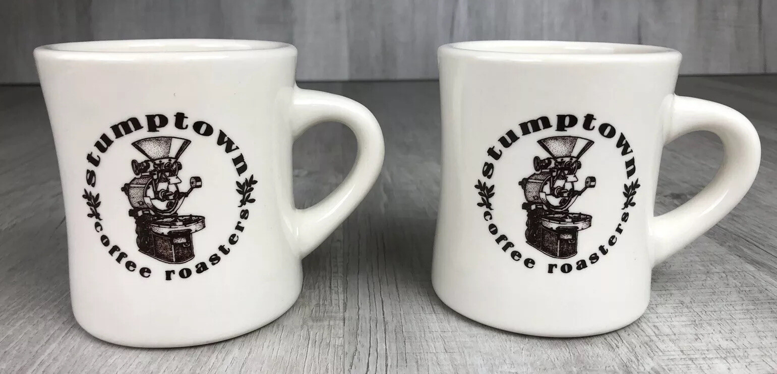 Vintage Stumptown Coffee Roasters Mug Set 2005 Portland Oregon 3.5” x 3 3/4”