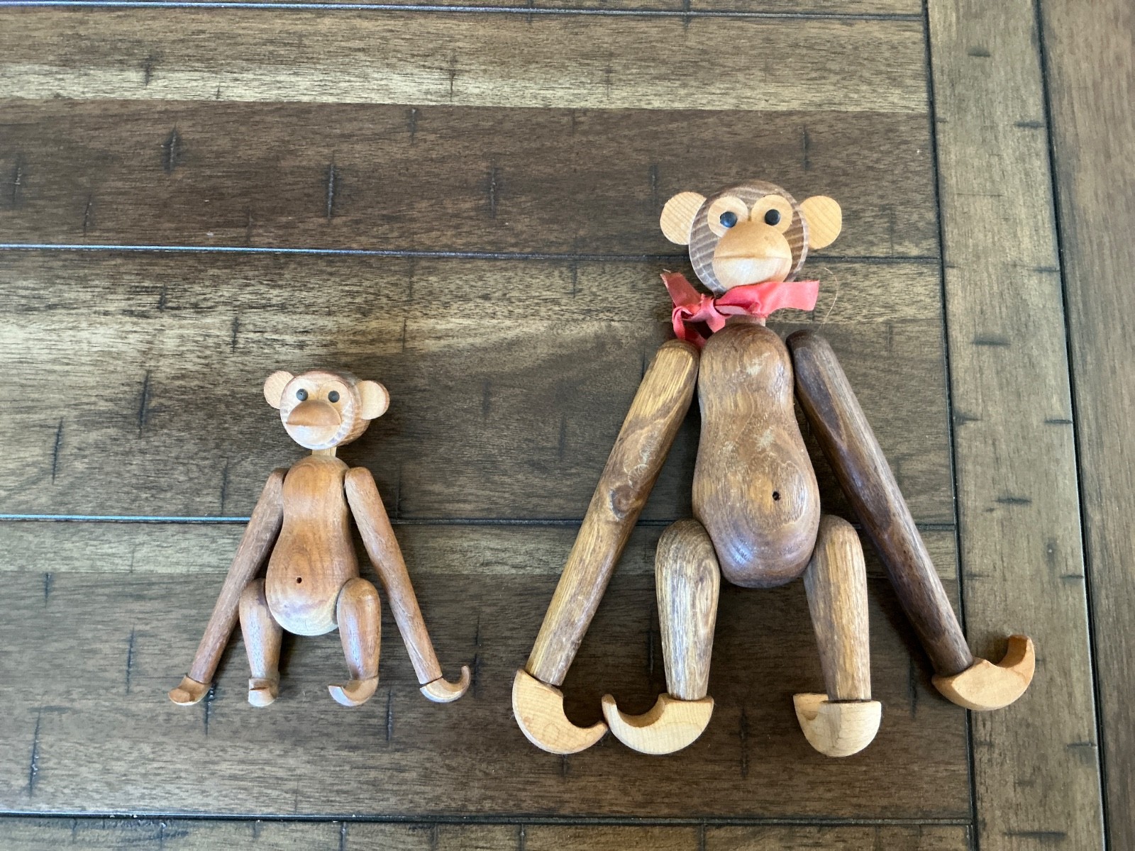 Vintage (2) Japan Jointed Articulated Wood Monkey Kay Bojesen Style