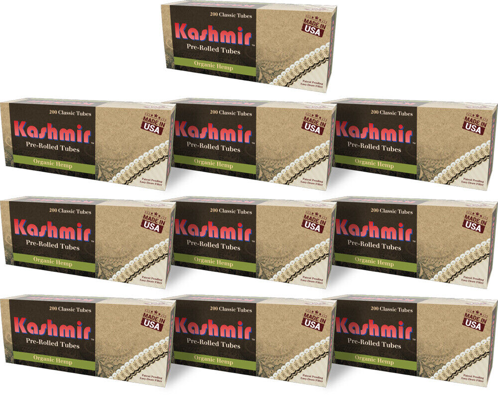 Kashmir Pre Rolled Organic Hemp USA Classic Filter Tubes - 10 Pack of 200ct
