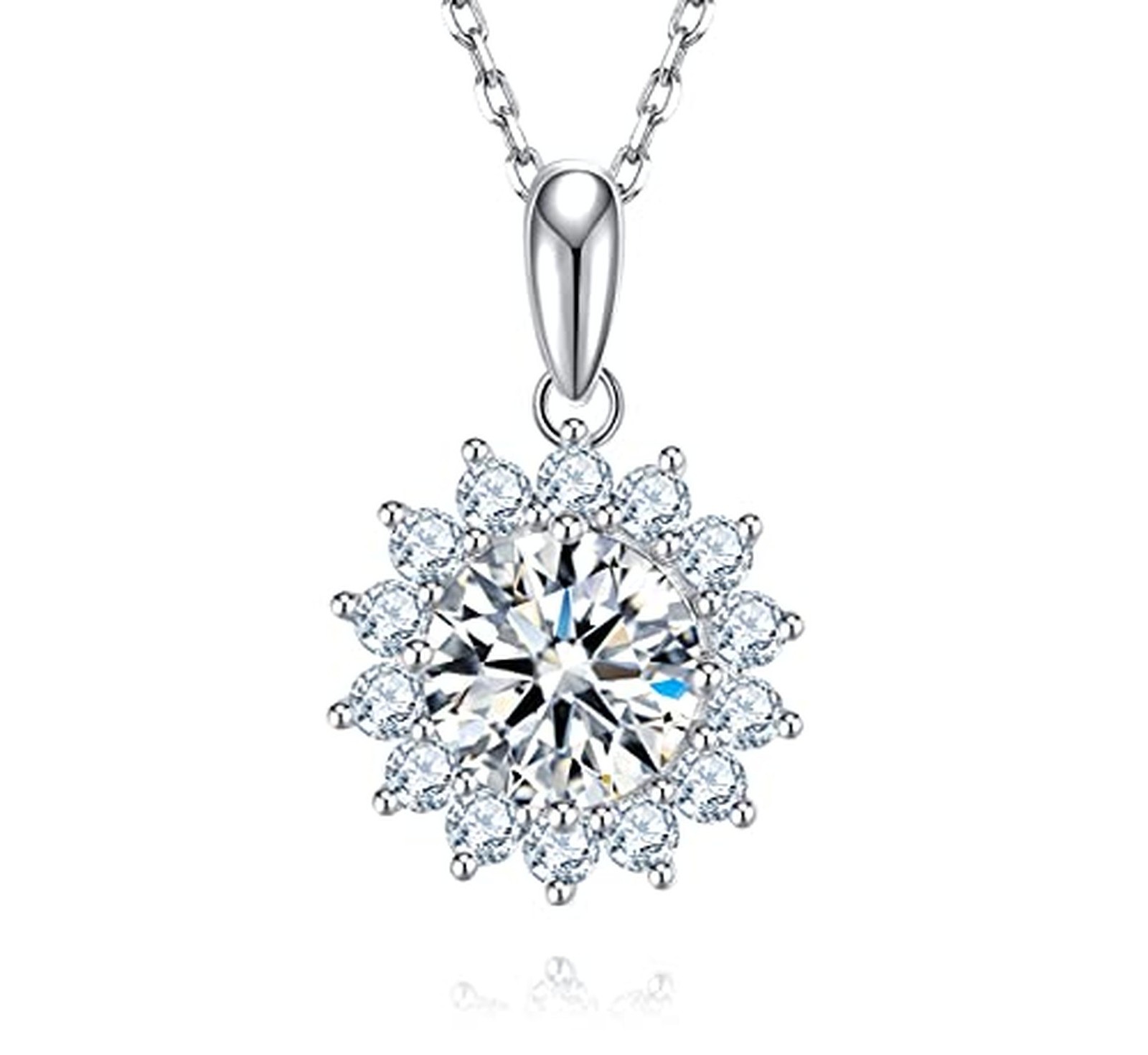 SecreTalk 1-4CT Moissanite Pendant Necklace for Women, Sunflower S925 Sterlin...
