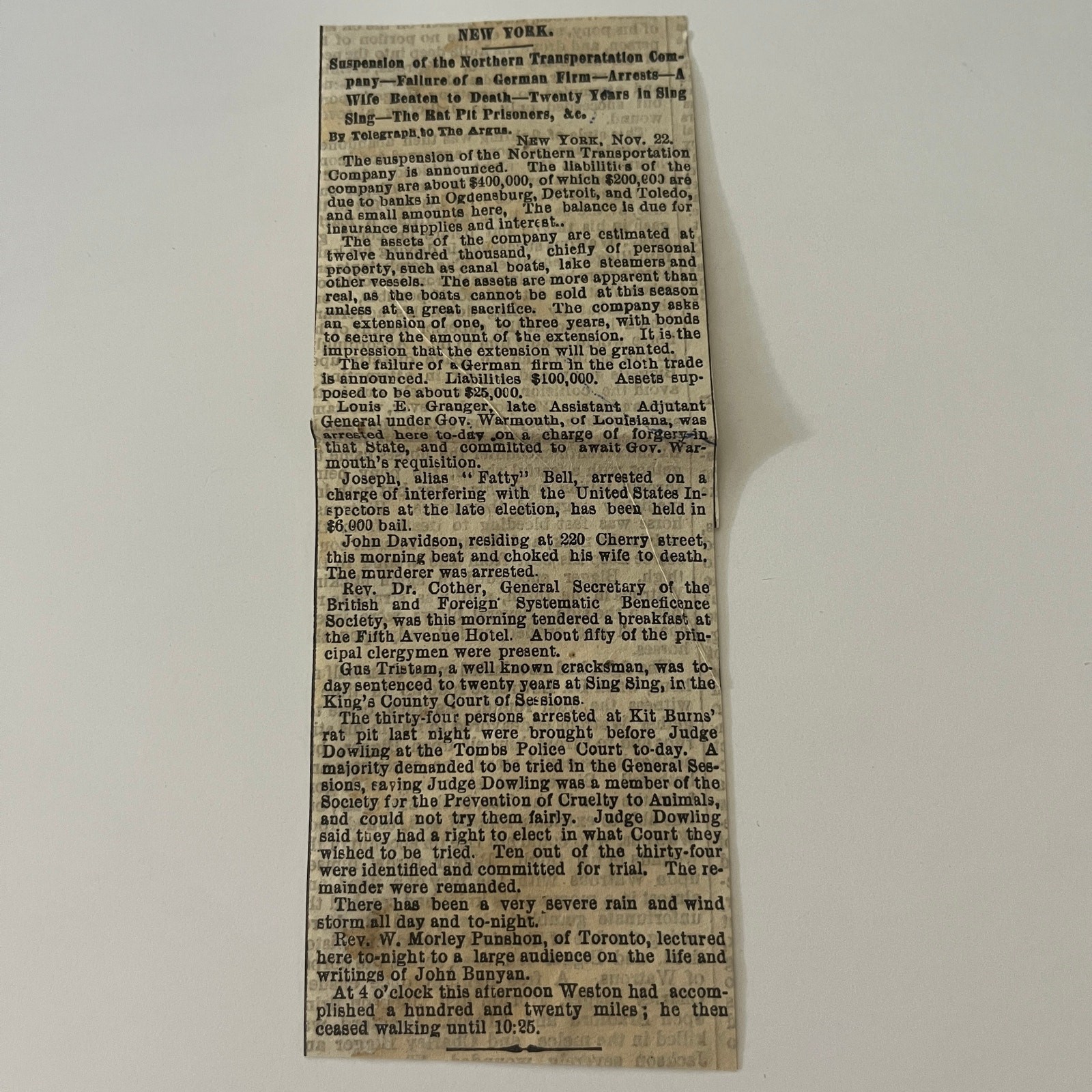 Northern Transportation Company 1870 Original Newspaper Clipping SAH1-H2