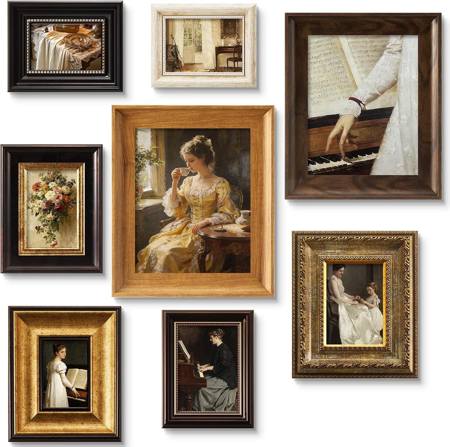 8 Pcs Picture Vintage Gallery Wall Frame Set Antique Resin Picture Frame Collage 8 Pcs Picture Vintage Gallery Wall Frame Set Antique Resin Picture Frame Collage