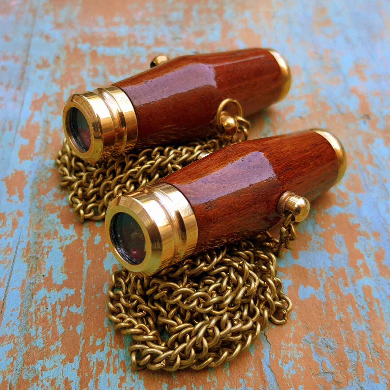 Pair of Couples Kaleidoscope Wood & Brass Pendant Kaleidoscope For Your Love One
