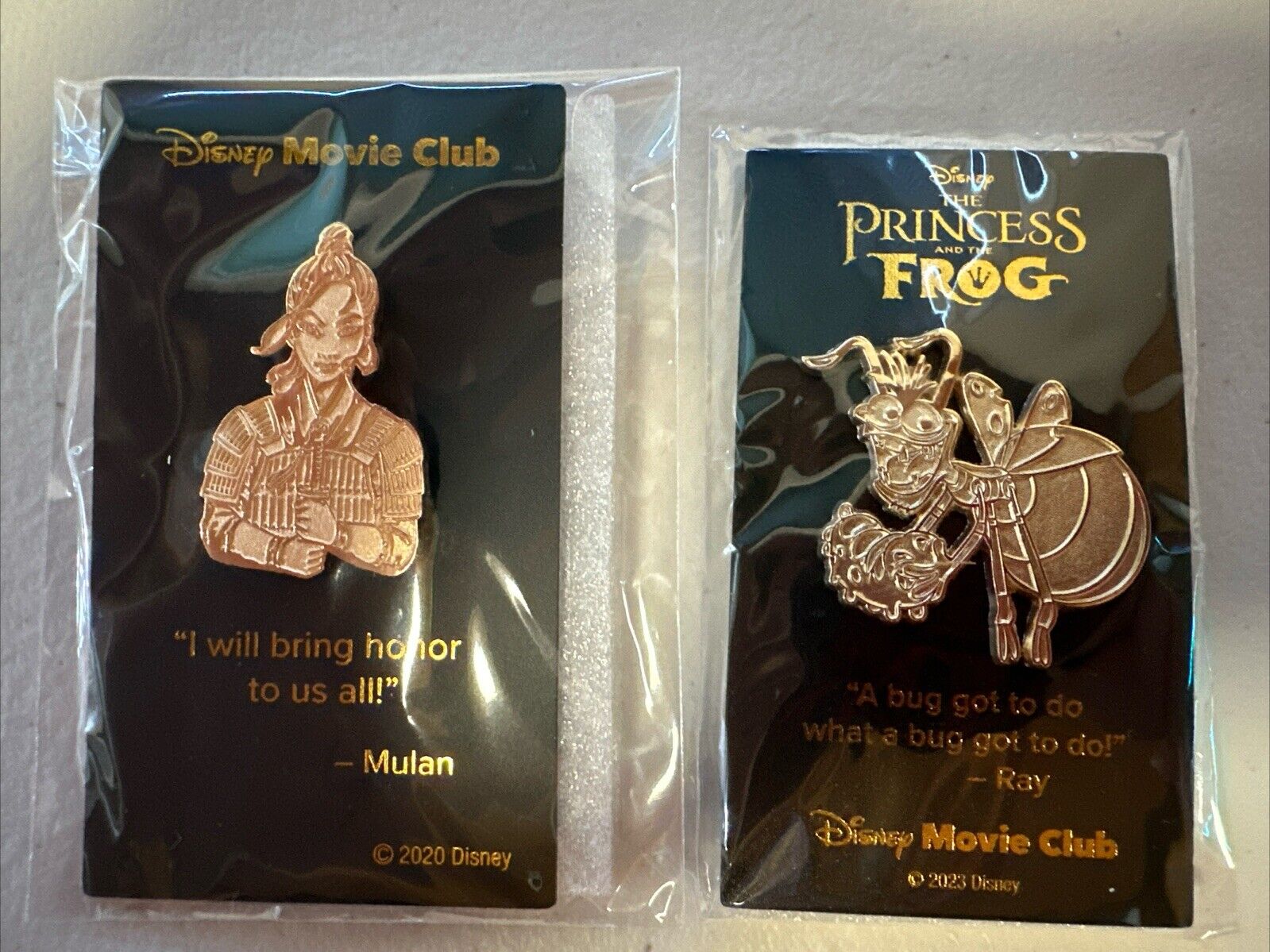LOT (2) Disney Movie Club Ann pins (Mulan, Ray) New