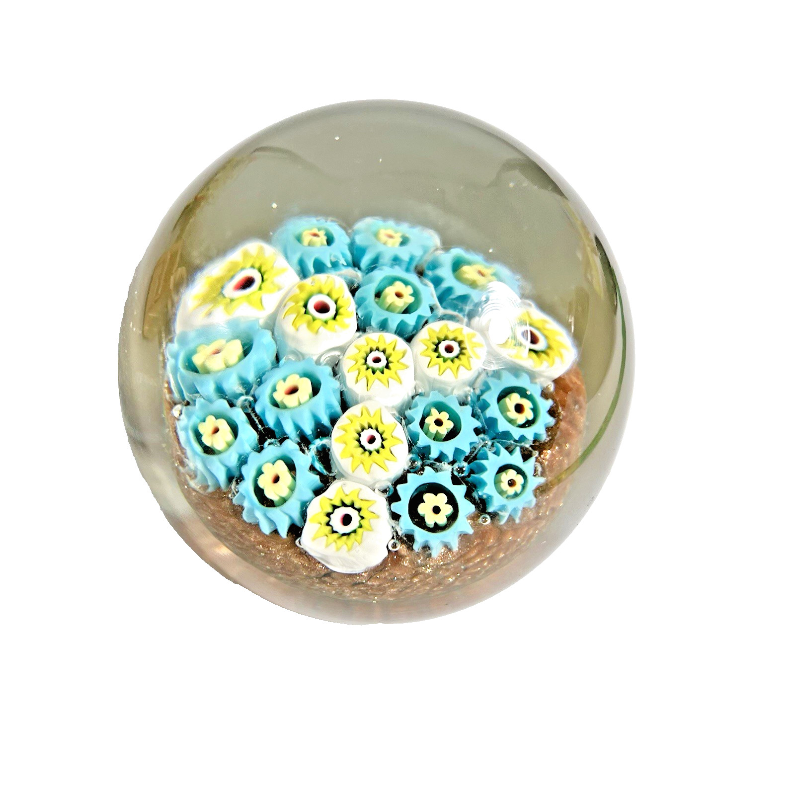 VTG MCM Murano Glass Fratelli Toso Millefiori Glass Paperweight Collectible 3