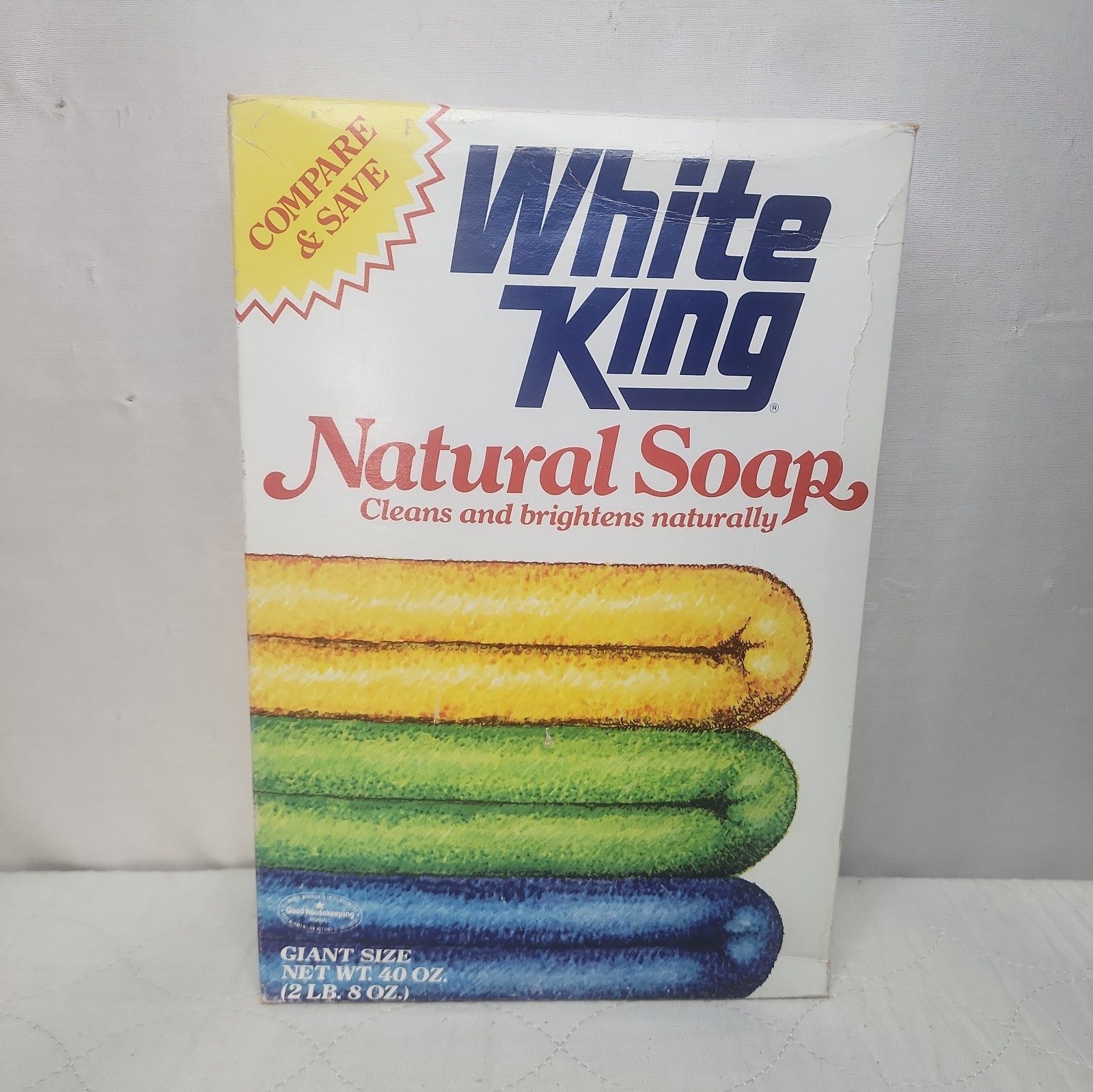 Vintage 70’s White King Natural Laundry Soap Box 40oz Giant Size Full Unopened Vintage 70’s White King Natural Laundry Soap Box 40oz Giant Size Full Unopened